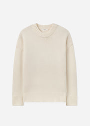 Boyfriend Crew Sweater in Wool Cashmere - Ivory - CO Collections